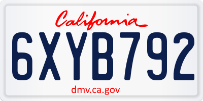 CA license plate 6XYB792