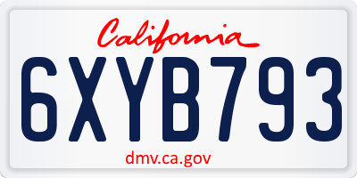 CA license plate 6XYB793