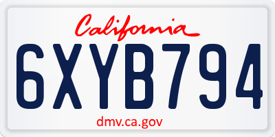 CA license plate 6XYB794