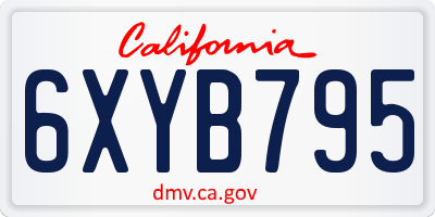 CA license plate 6XYB795