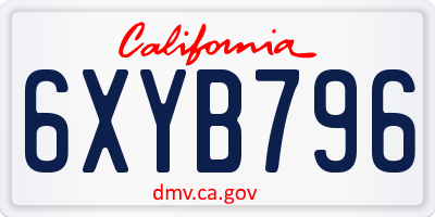 CA license plate 6XYB796