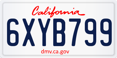 CA license plate 6XYB799