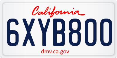 CA license plate 6XYB800