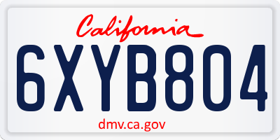 CA license plate 6XYB804