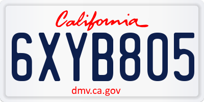 CA license plate 6XYB805