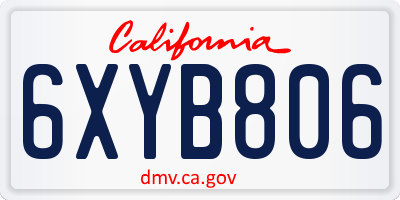 CA license plate 6XYB806