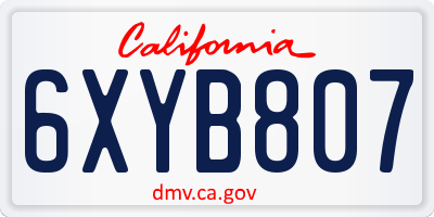 CA license plate 6XYB807