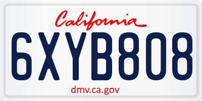 CA license plate 6XYB808