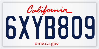 CA license plate 6XYB809