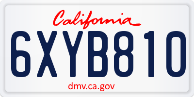 CA license plate 6XYB810