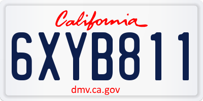 CA license plate 6XYB811