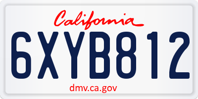 CA license plate 6XYB812