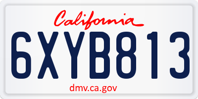 CA license plate 6XYB813