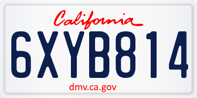 CA license plate 6XYB814