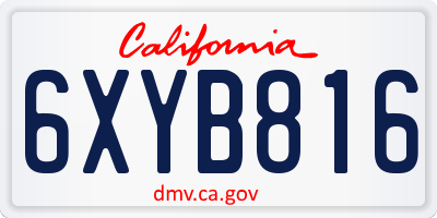 CA license plate 6XYB816
