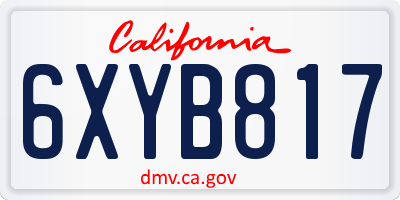 CA license plate 6XYB817