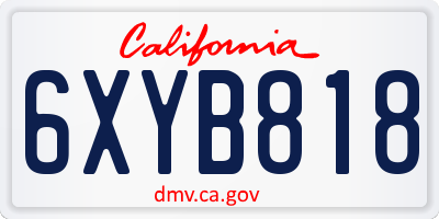 CA license plate 6XYB818
