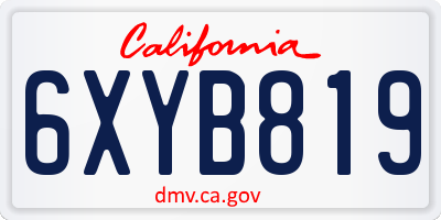 CA license plate 6XYB819