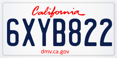 CA license plate 6XYB822
