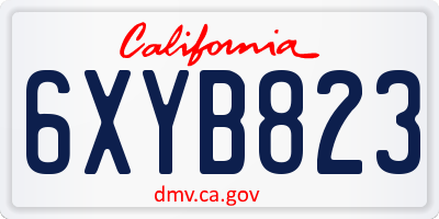 CA license plate 6XYB823
