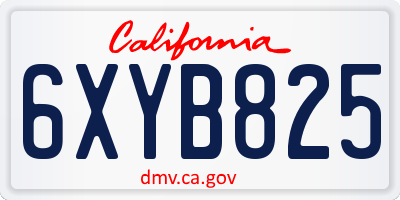 CA license plate 6XYB825