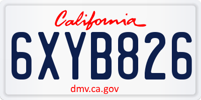CA license plate 6XYB826