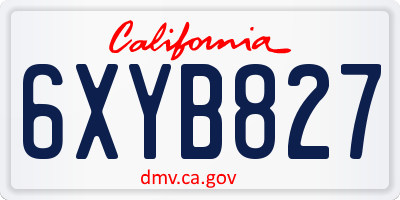 CA license plate 6XYB827