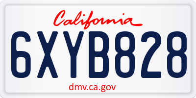 CA license plate 6XYB828