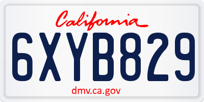 CA license plate 6XYB829