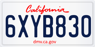 CA license plate 6XYB830