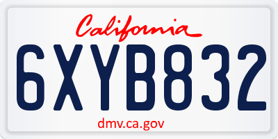 CA license plate 6XYB832