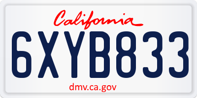 CA license plate 6XYB833