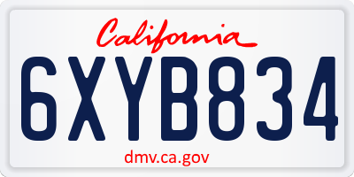 CA license plate 6XYB834