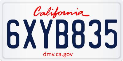 CA license plate 6XYB835
