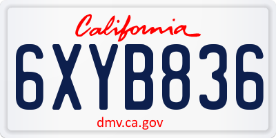 CA license plate 6XYB836
