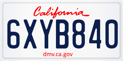 CA license plate 6XYB840