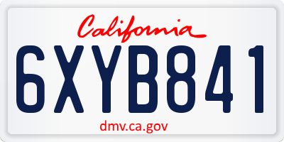 CA license plate 6XYB841