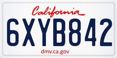 CA license plate 6XYB842