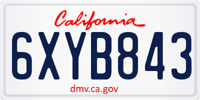 CA license plate 6XYB843