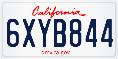 CA license plate 6XYB844