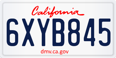 CA license plate 6XYB845