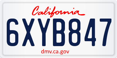 CA license plate 6XYB847