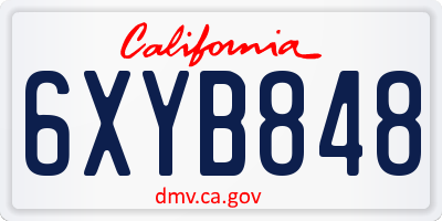 CA license plate 6XYB848