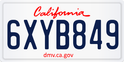 CA license plate 6XYB849