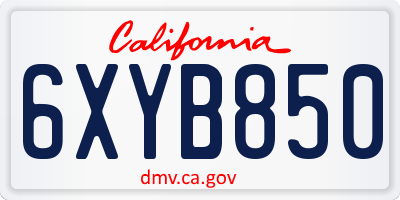 CA license plate 6XYB850