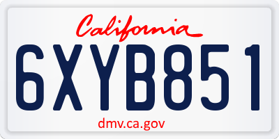 CA license plate 6XYB851