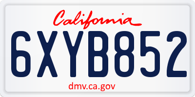 CA license plate 6XYB852
