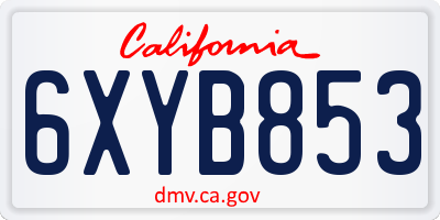 CA license plate 6XYB853