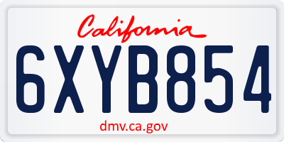 CA license plate 6XYB854