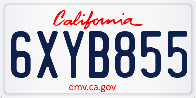 CA license plate 6XYB855